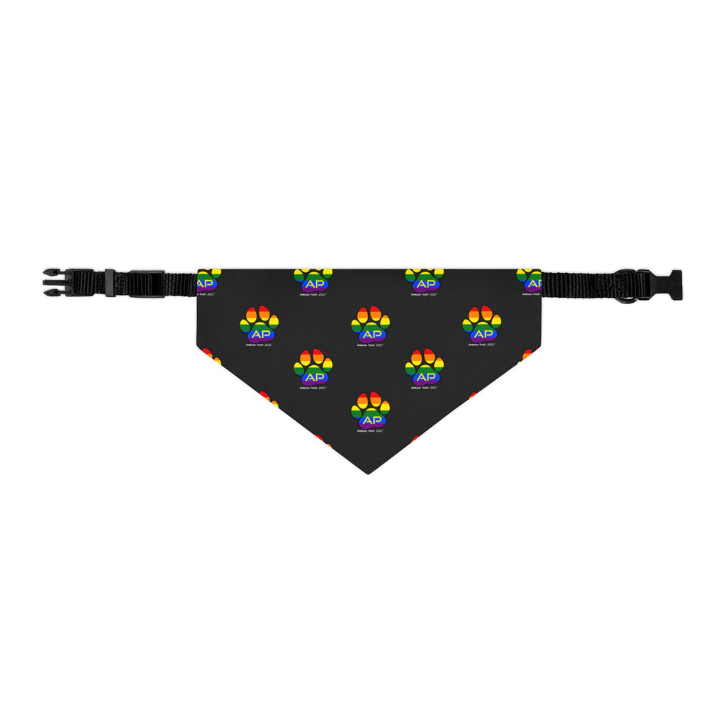 Ambizion Pooch Rainbow Paw Monogram Pet Bandana Collar White (LGBTQ)