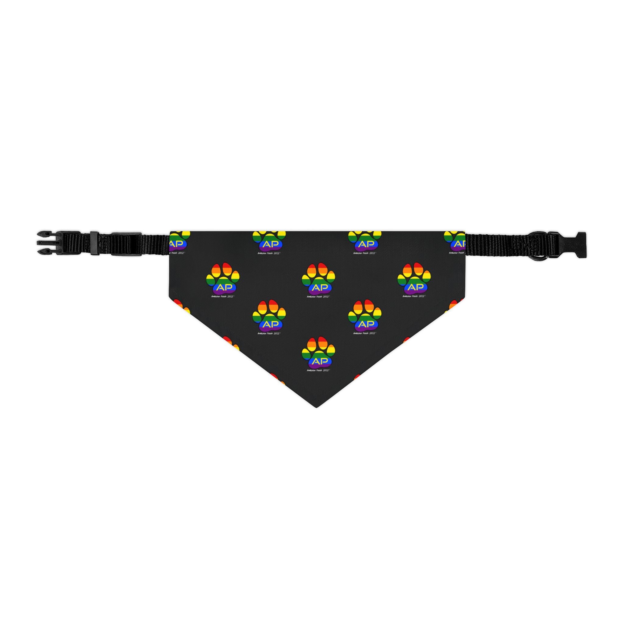 Ambizion Pooch Rainbow Paw Monogram Pet Bandana Collar White (LGBTQ)