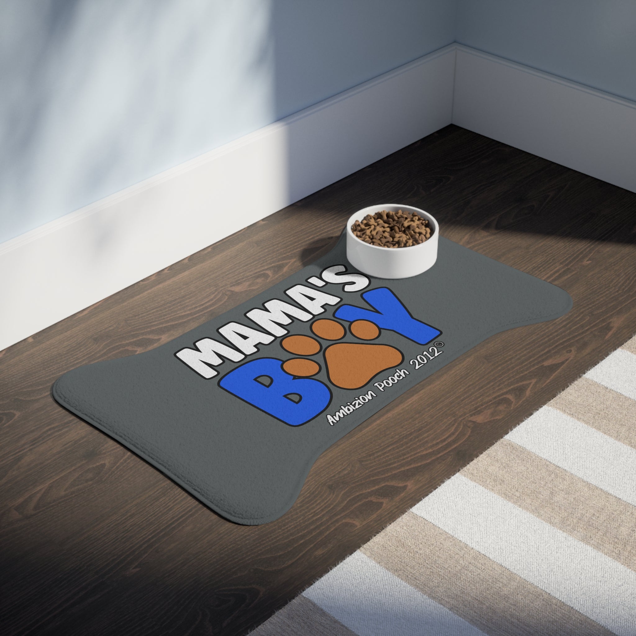 Mama's Boy Pet Feeding Mat Grey