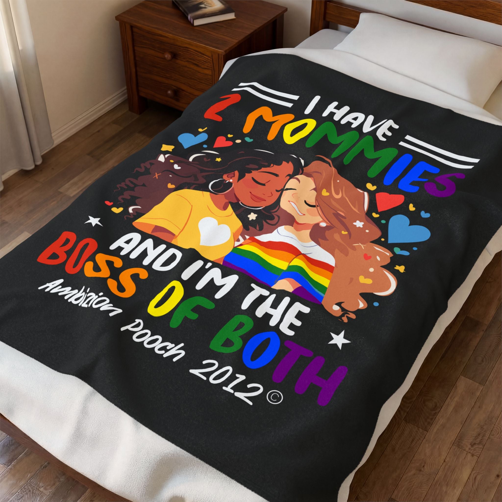 I Have 2 Mommies Velveteen Plush Doggy Blanket (LGBTQ)