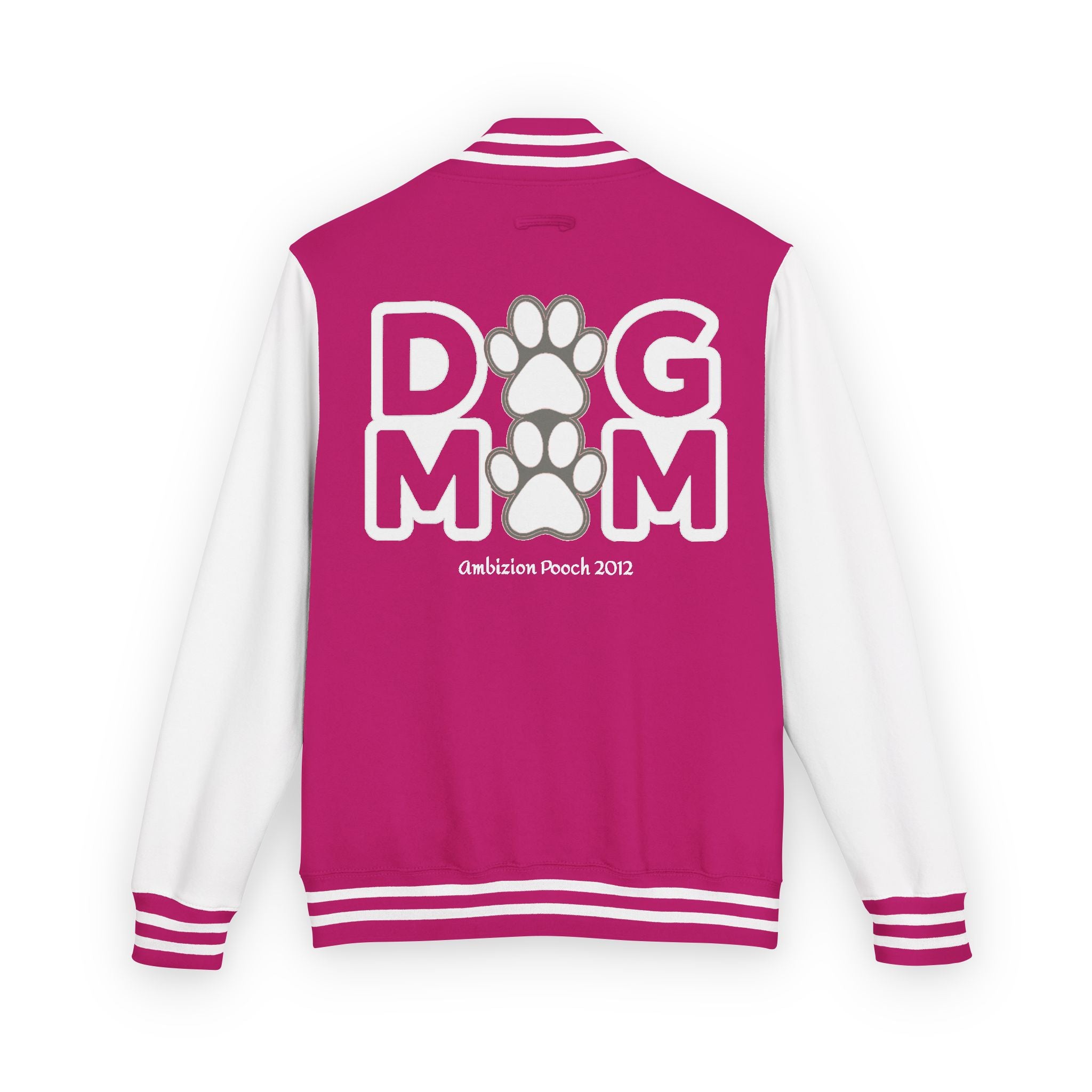 Dog Mom Paw Print Embroidered Varsity Jacket