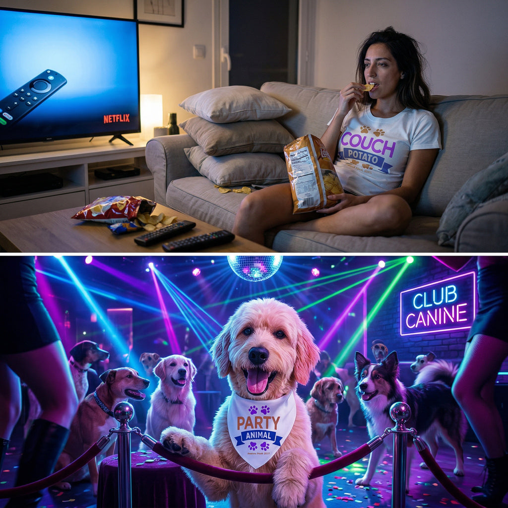 "Party Animal"  Doggy Tank Top — "Couch Potato" (Pet & Parent Matching)