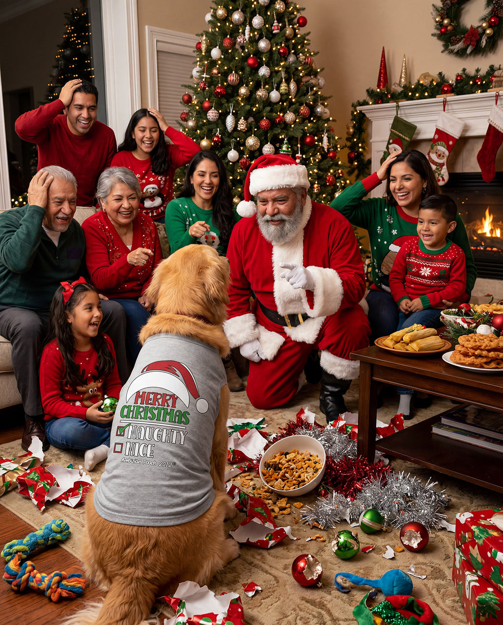 Merry Christmas Naughty or Nice Doggy Tank