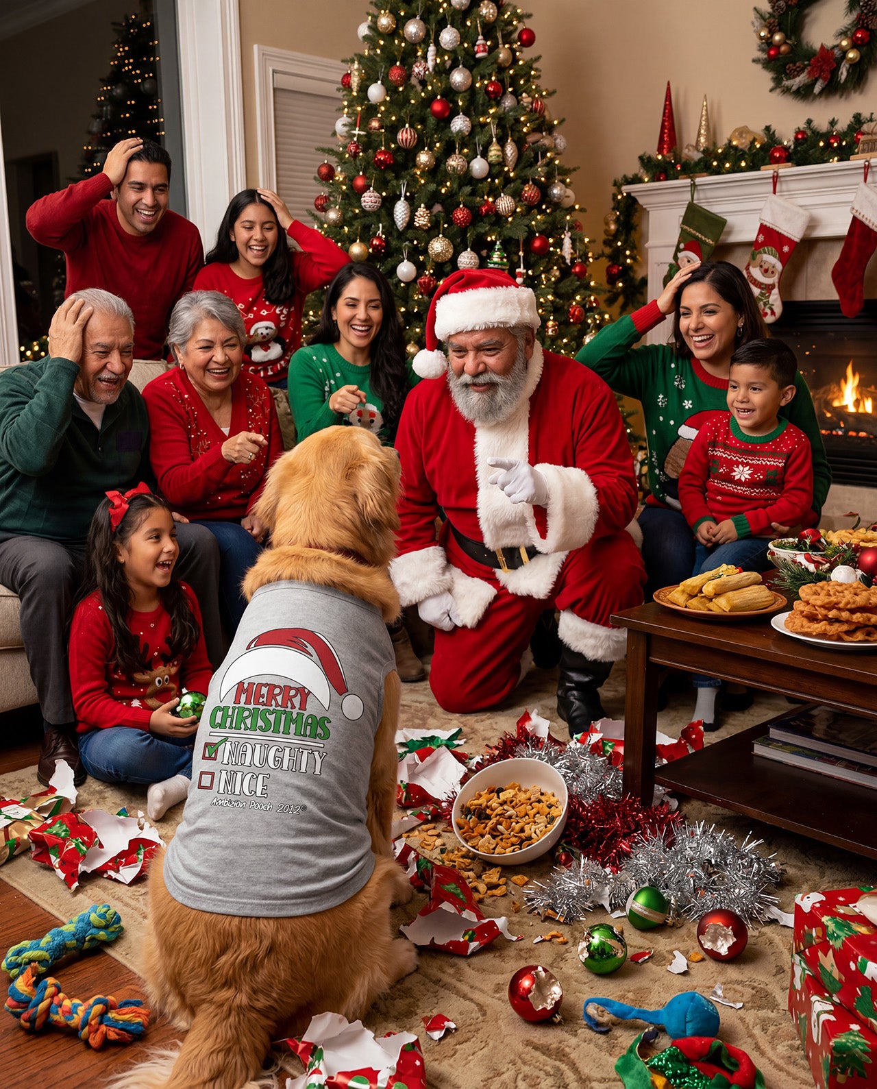 Merry Christmas Naughty or Nice Doggy Tank