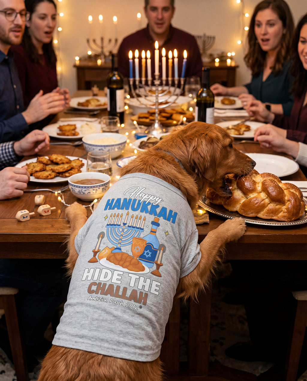 Happy Hanukkah Hide the Challah Doggy Tank Top