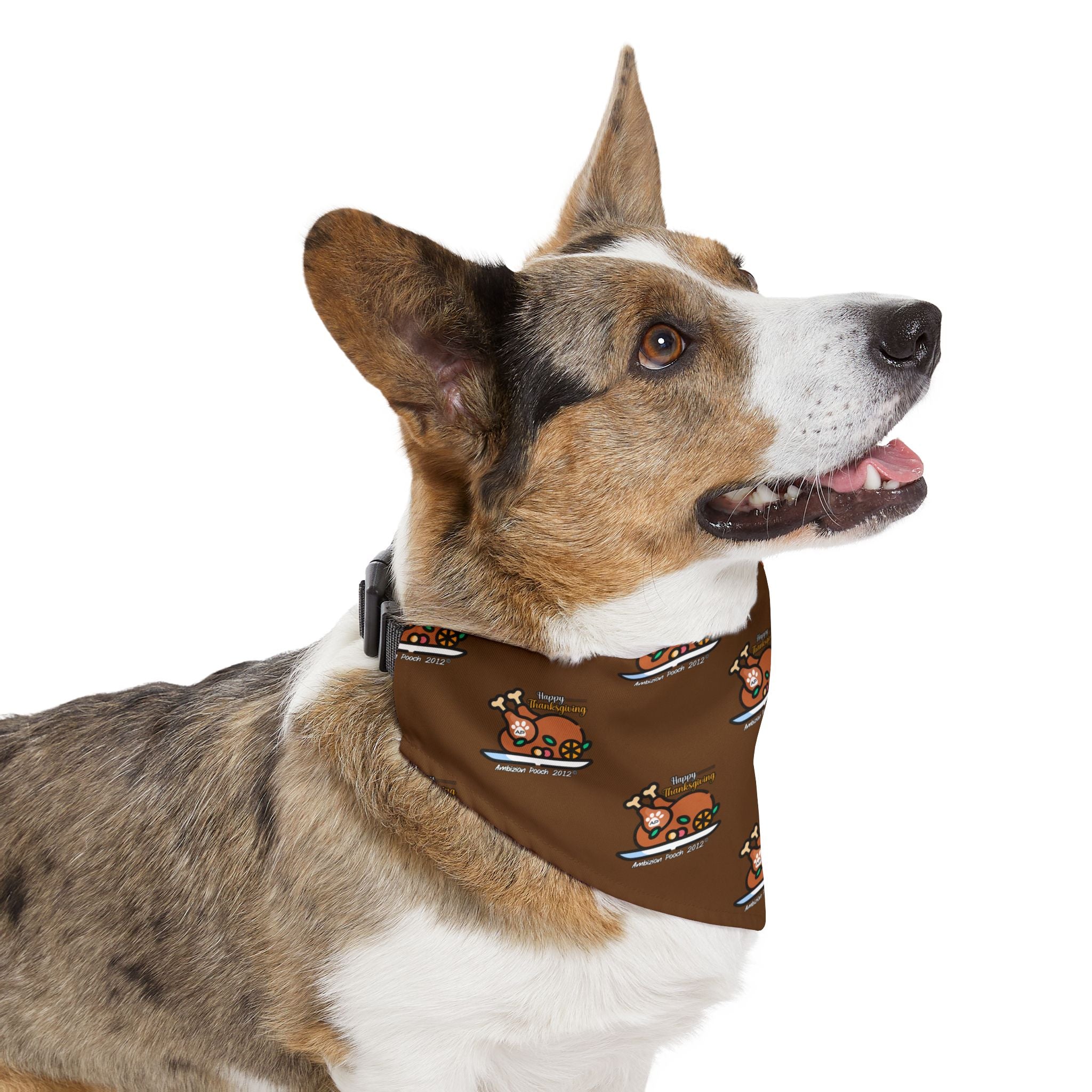 Thanksgiving Doggie Bandana Collar - Brown