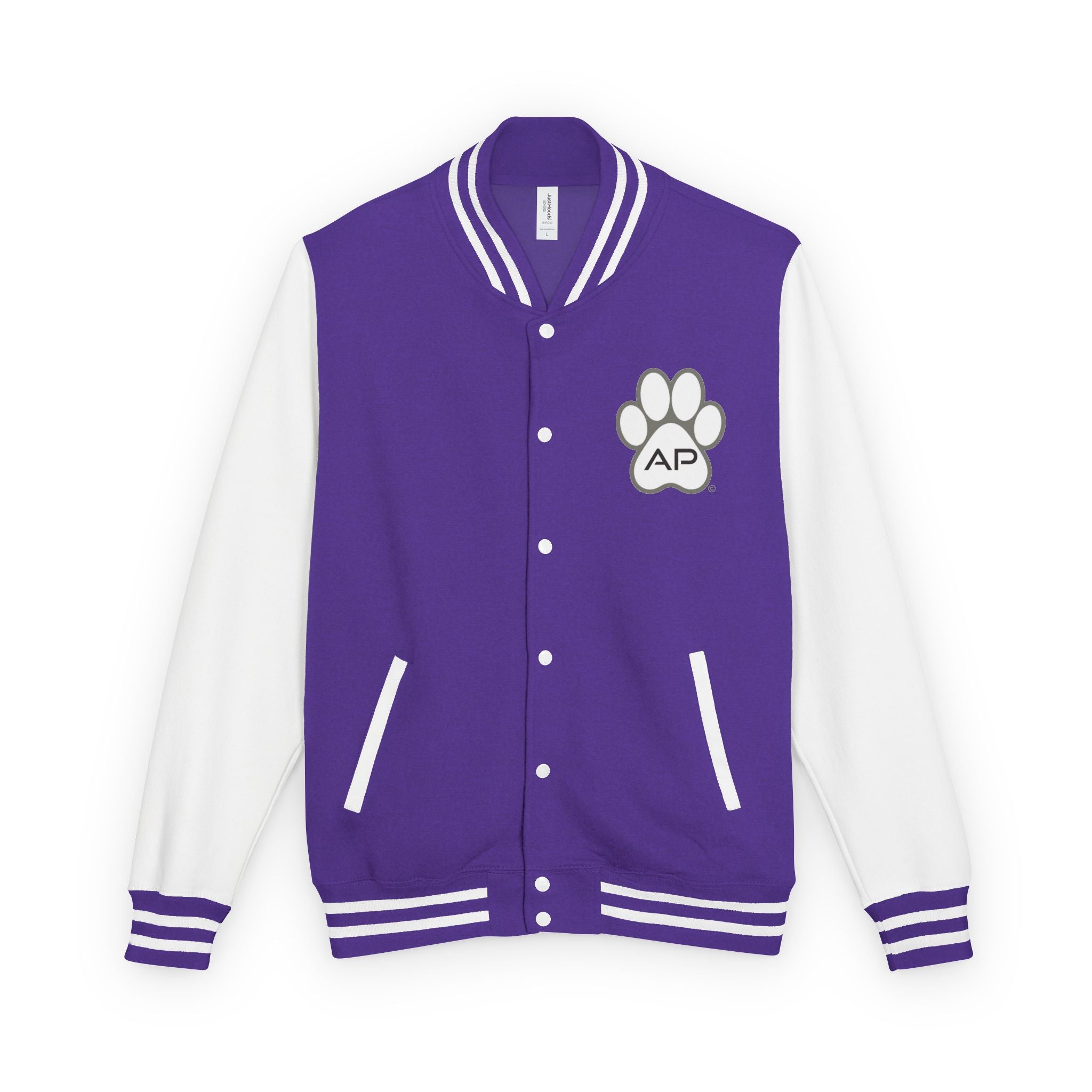 Dog Mom Paw Print Embroidered Varsity Jacket