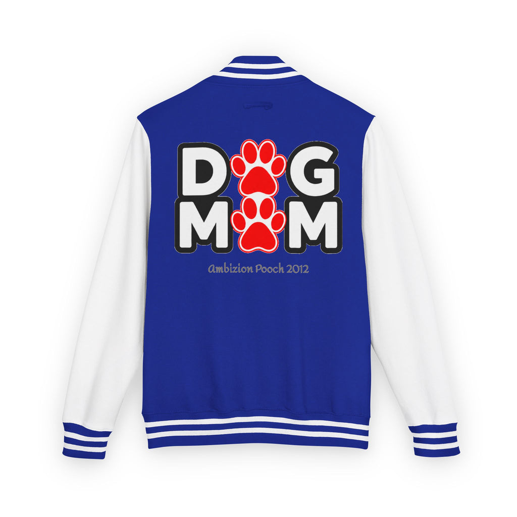Dog Mom Paw Print Embroidered Varsity Jacket