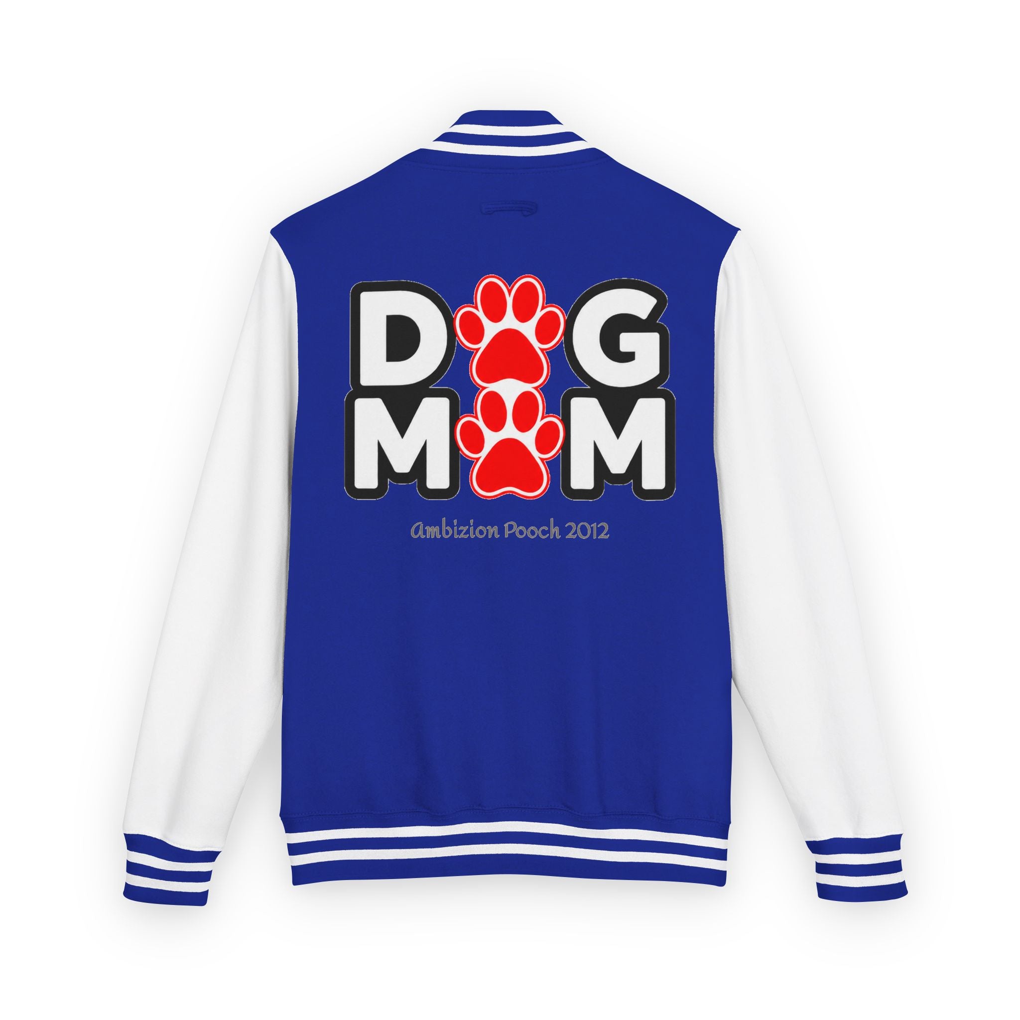 Dog Mom Paw Print Embroidered Varsity Jacket