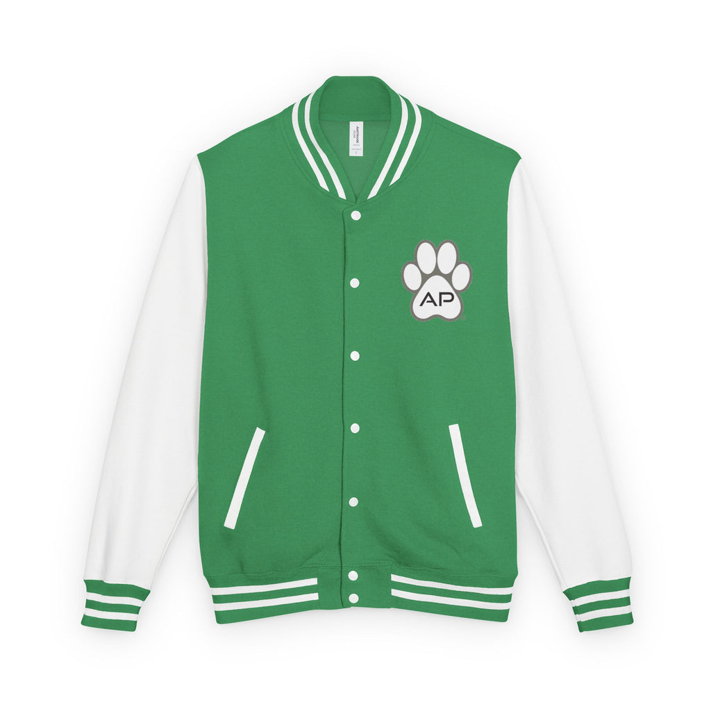 Dog Mom Paw Print Embroidered Varsity Jacket