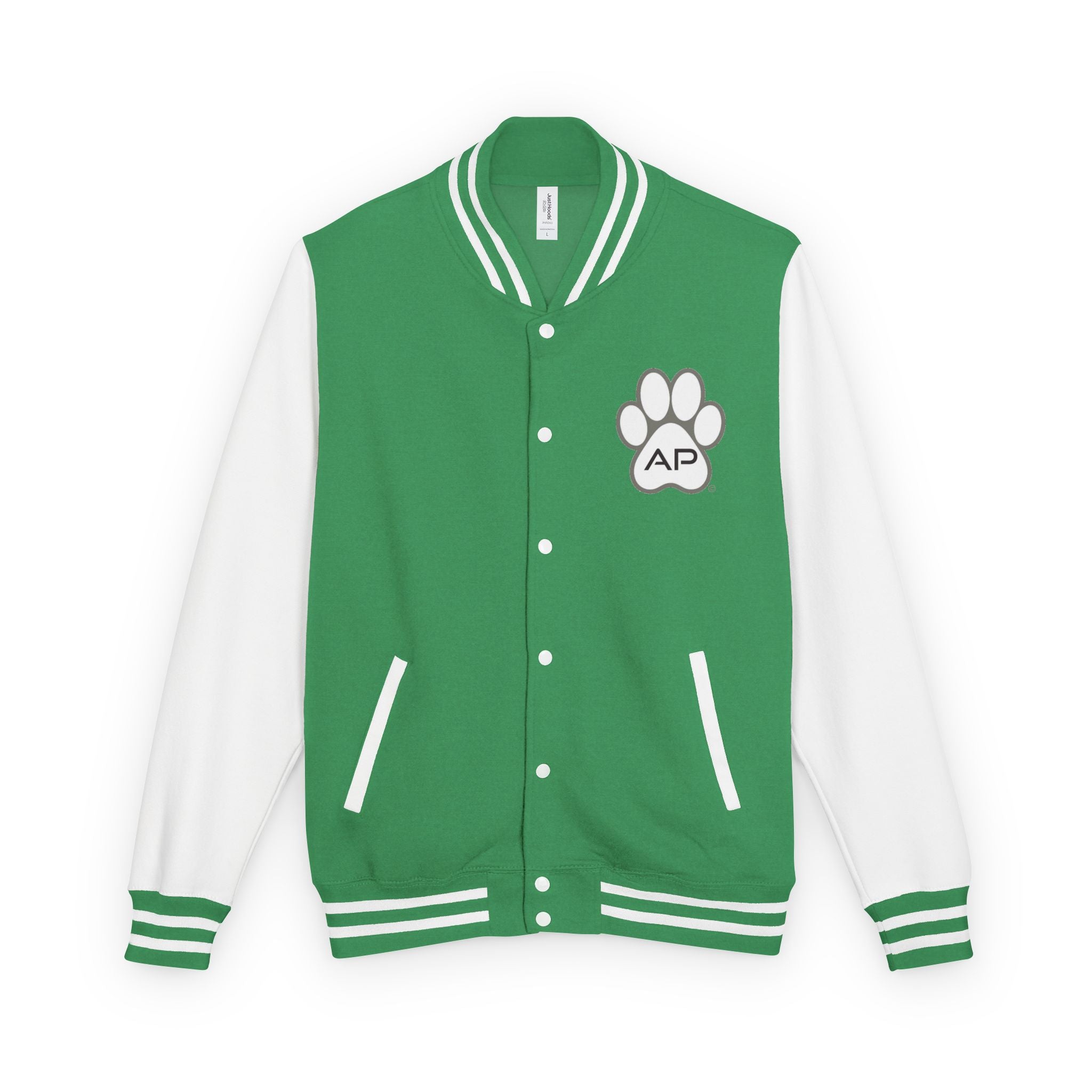 Dog Mom Paw Print Embroidered Varsity Jacket