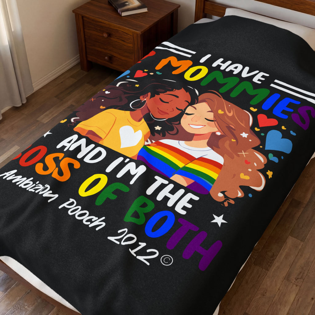 I Have 2 Mommies Velveteen Plush Doggy Blanket (LGBTQ)