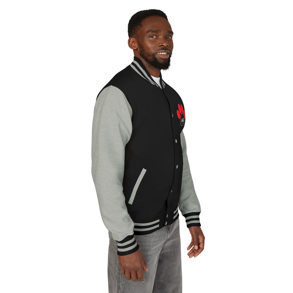 Dog Dad Paw Print Embroidered Varsity Jacket