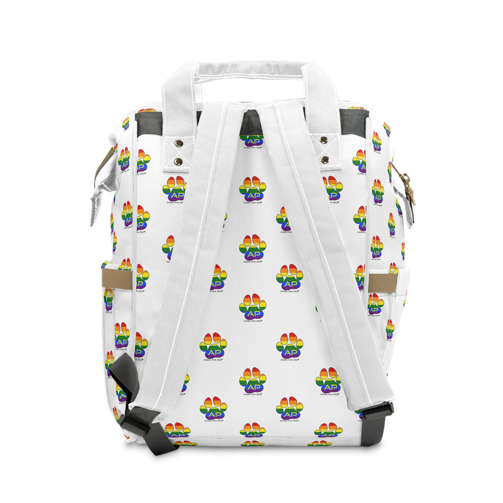 Ambizion Pooch Rainbow Paw Monogram Puppy/Doggy Backpack White (LGBTQ)
