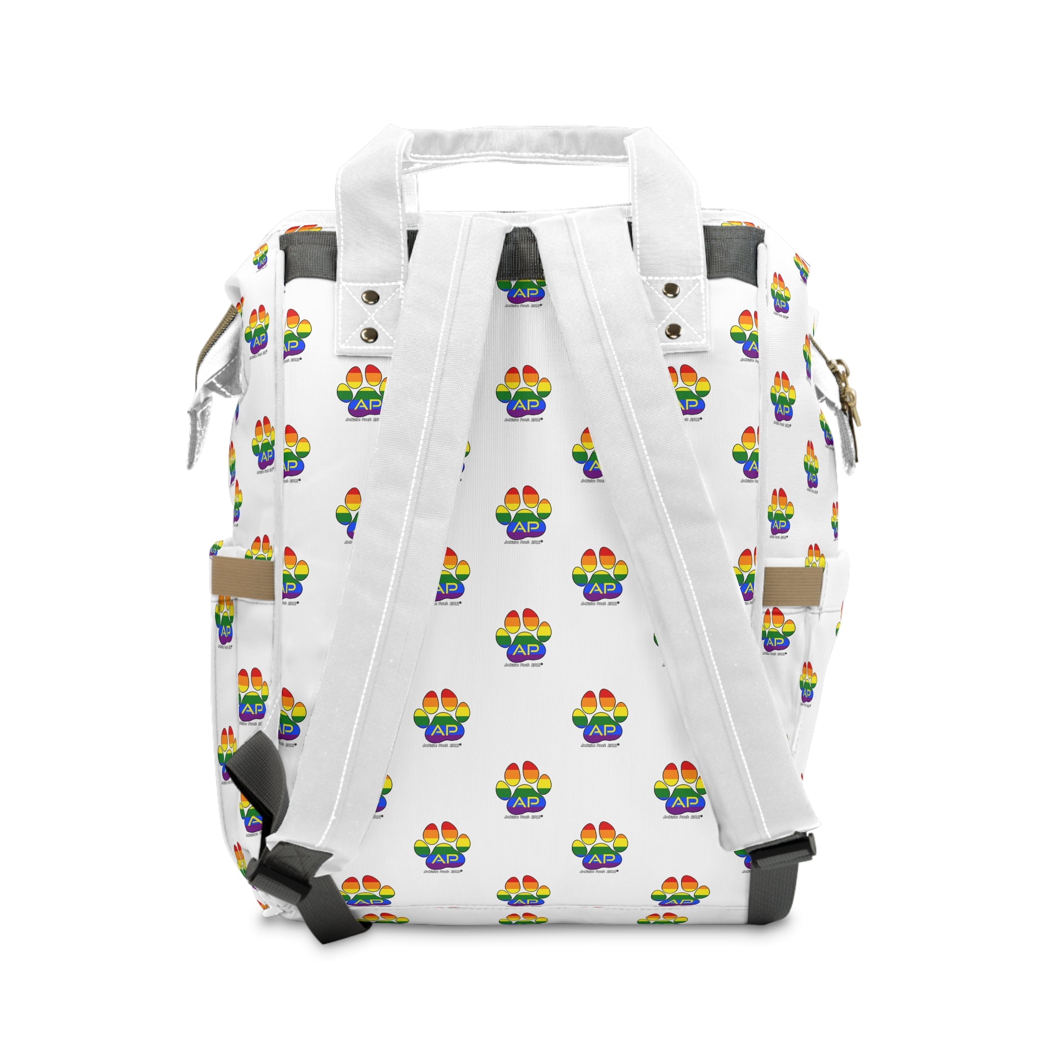 Ambizion Pooch Rainbow Paw Monogram Puppy/Doggy Backpack White (LGBTQ)