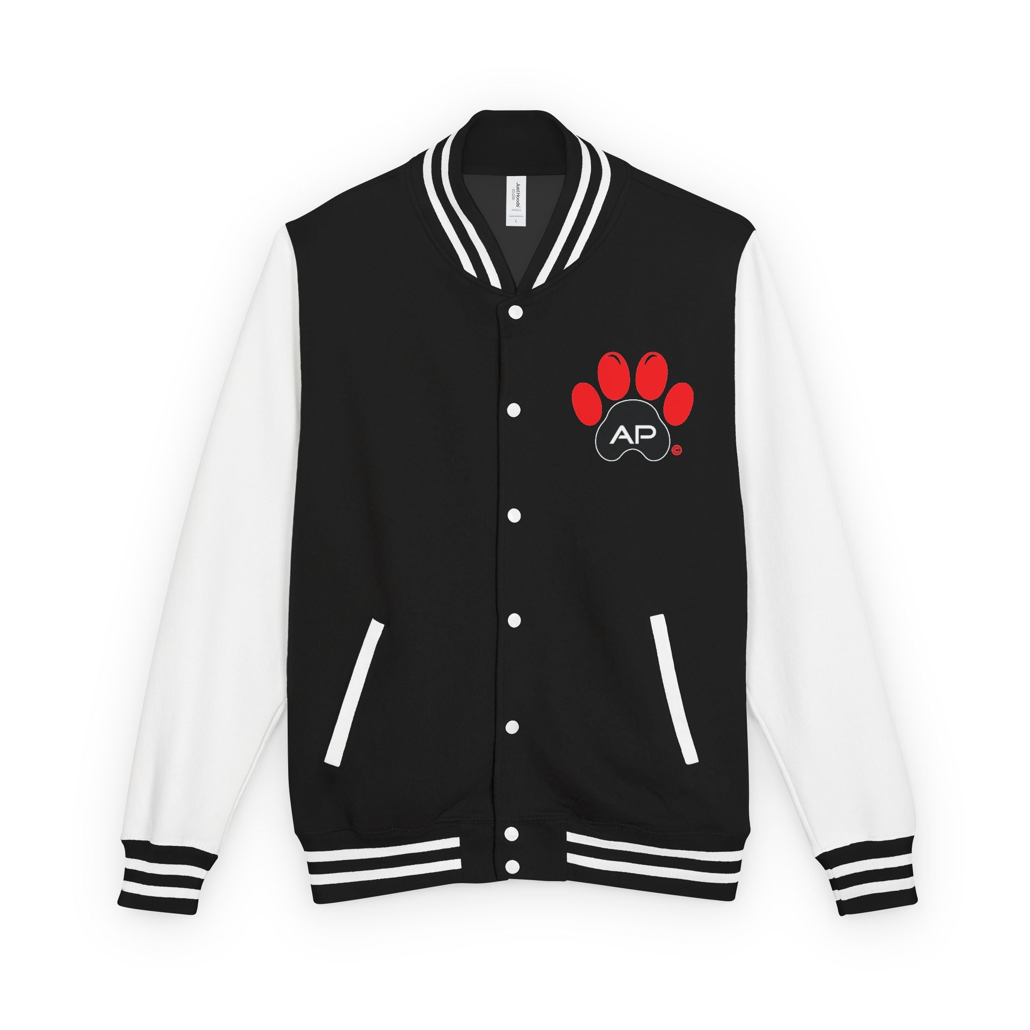 Dog Mom Paw Print Embroidered Varsity Jacket