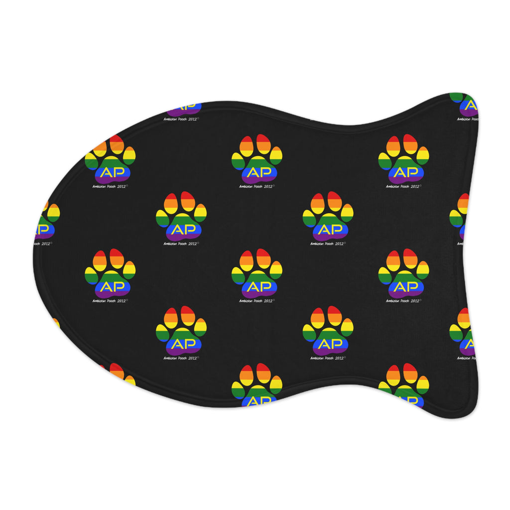 Ambizion Pooch Rainbow Paw Monogram Pet Feeding Mat Black (LGBTQ)