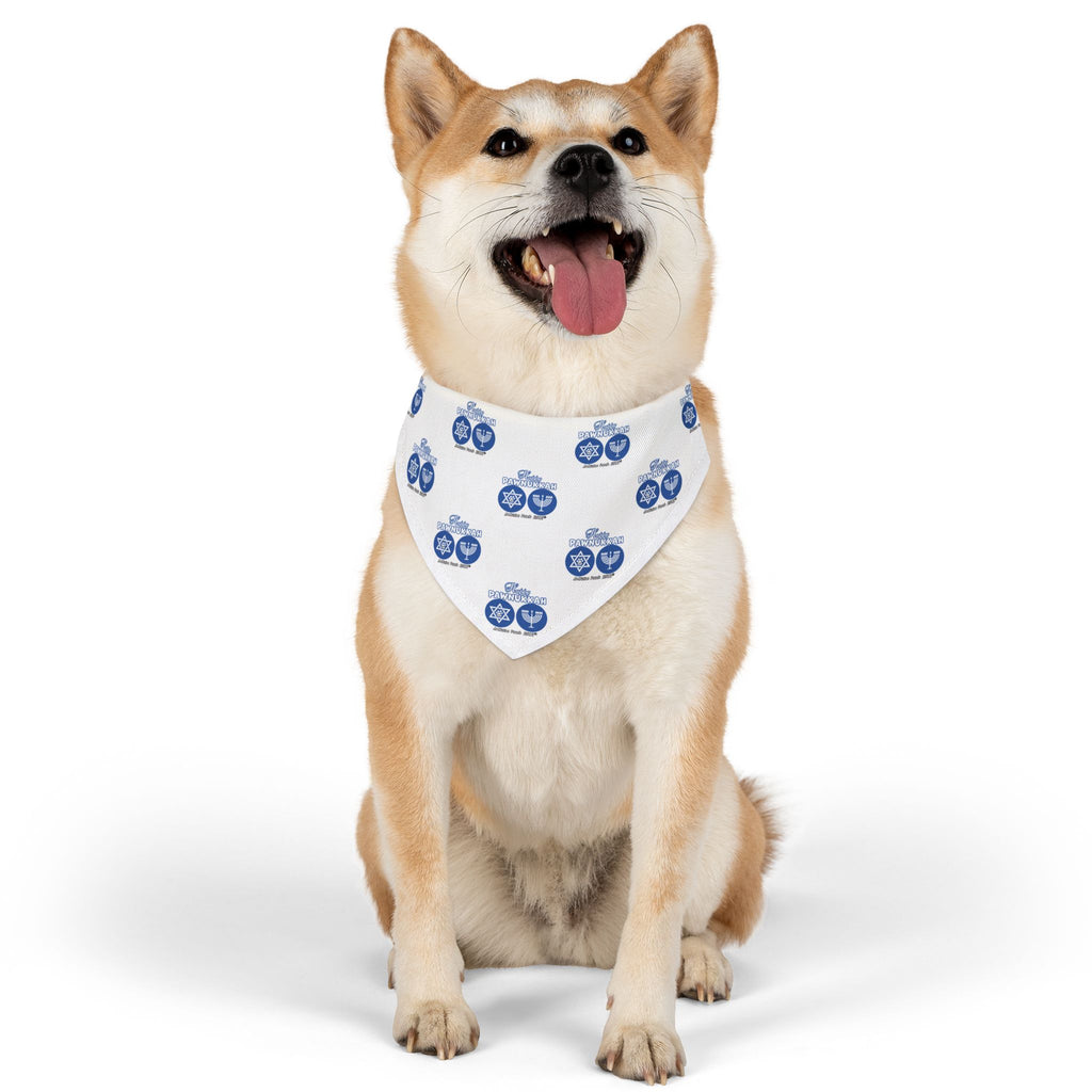Happy Pawnukkah Doggie Bandana Collar - White