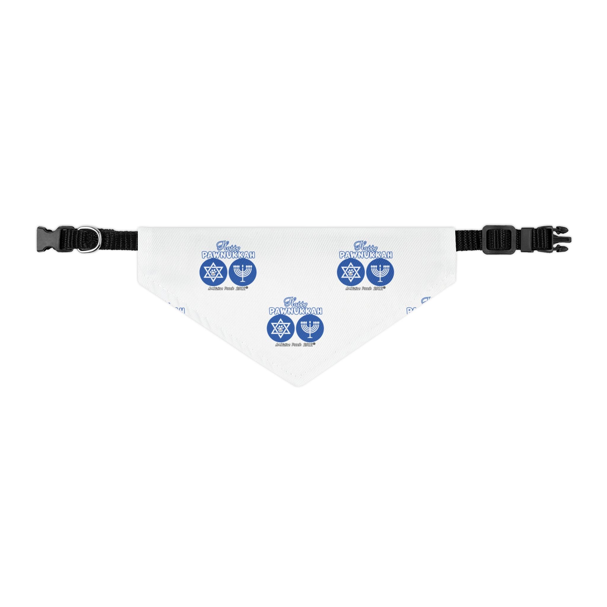 Happy Pawnukkah Doggie Bandana Collar - White