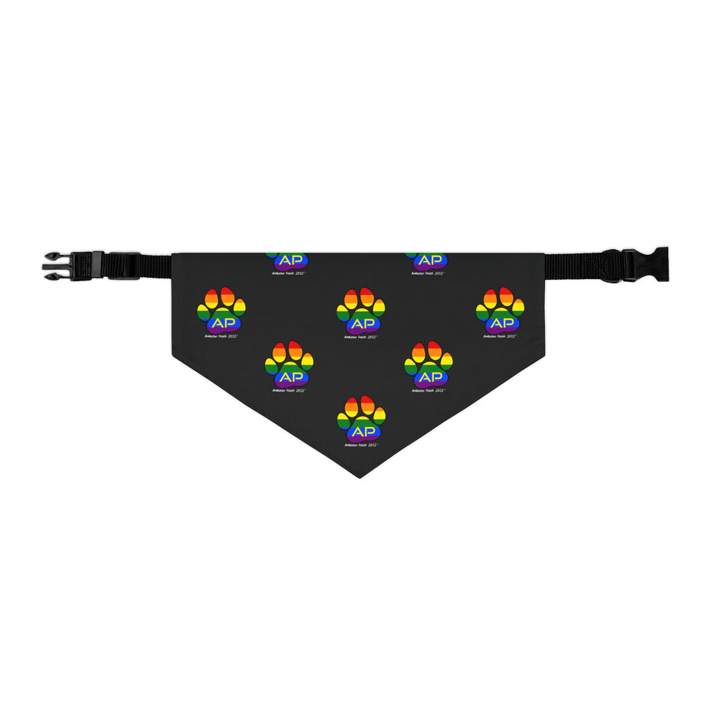 Ambizion Pooch Rainbow Paw Monogram Pet Bandana Collar White (LGBTQ)