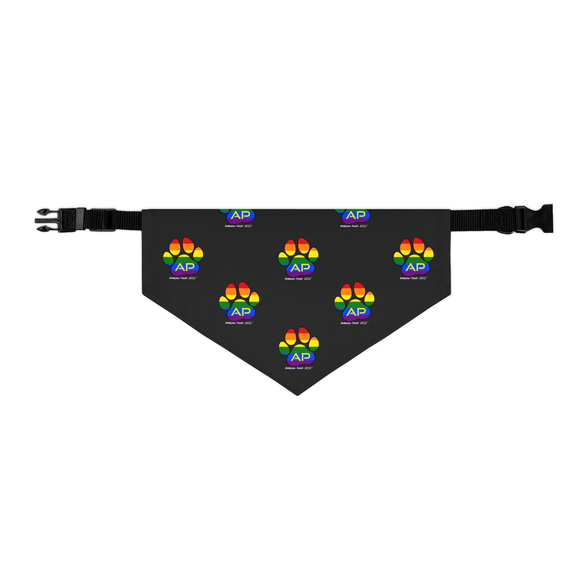 Ambizion Pooch Rainbow Paw Monogram Pet Bandana Collar White (LGBTQ)