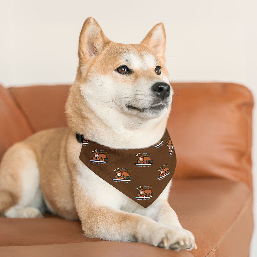 Thanksgiving Doggie Bandana Collar - Brown