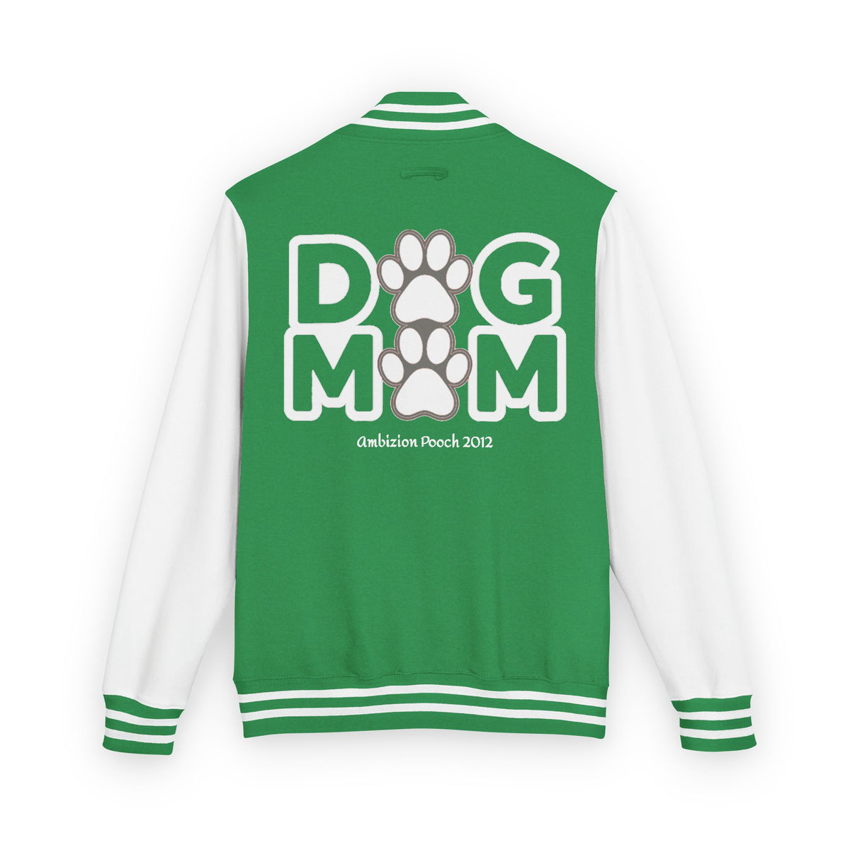 Dog Mom Paw Print Embroidered Varsity Jacket