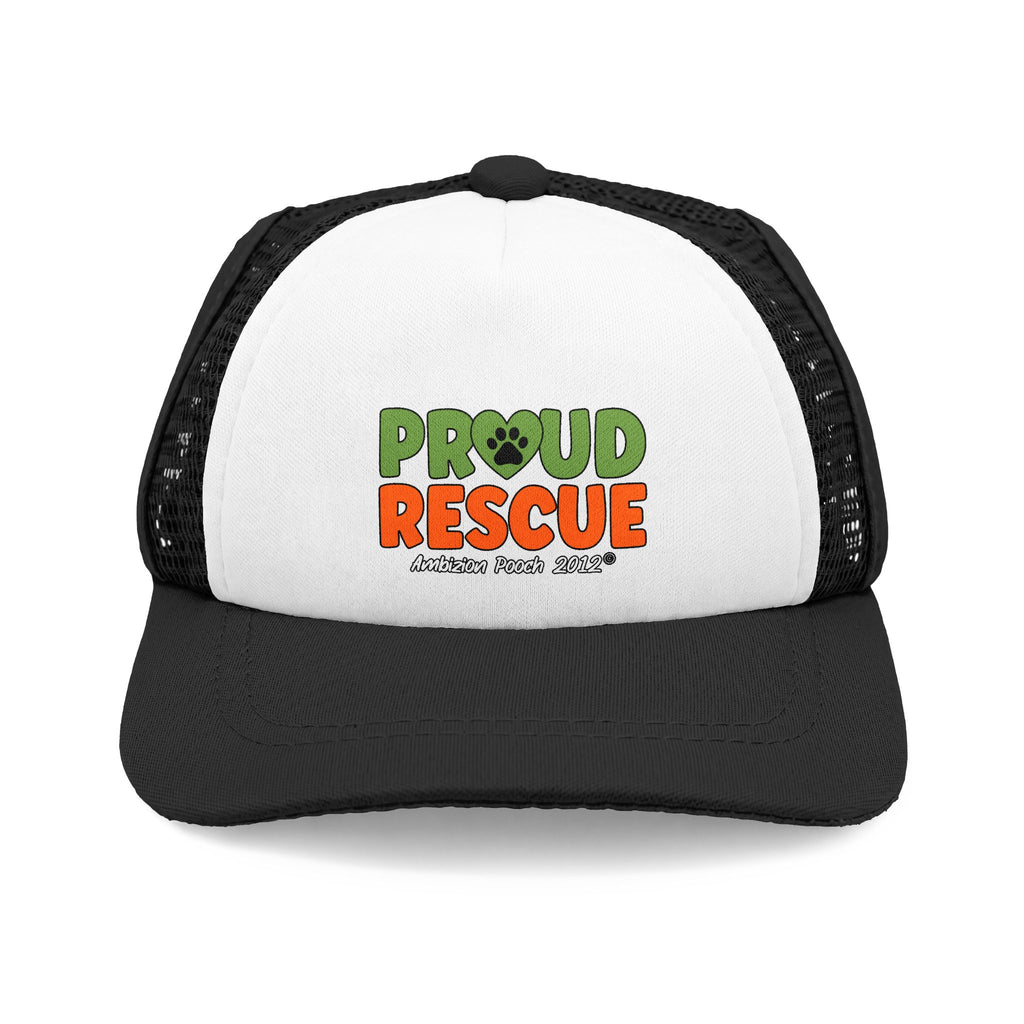 Proud Rescue Trucker Doggy Hat - Retro Embroidered Foam Cap for Dogs