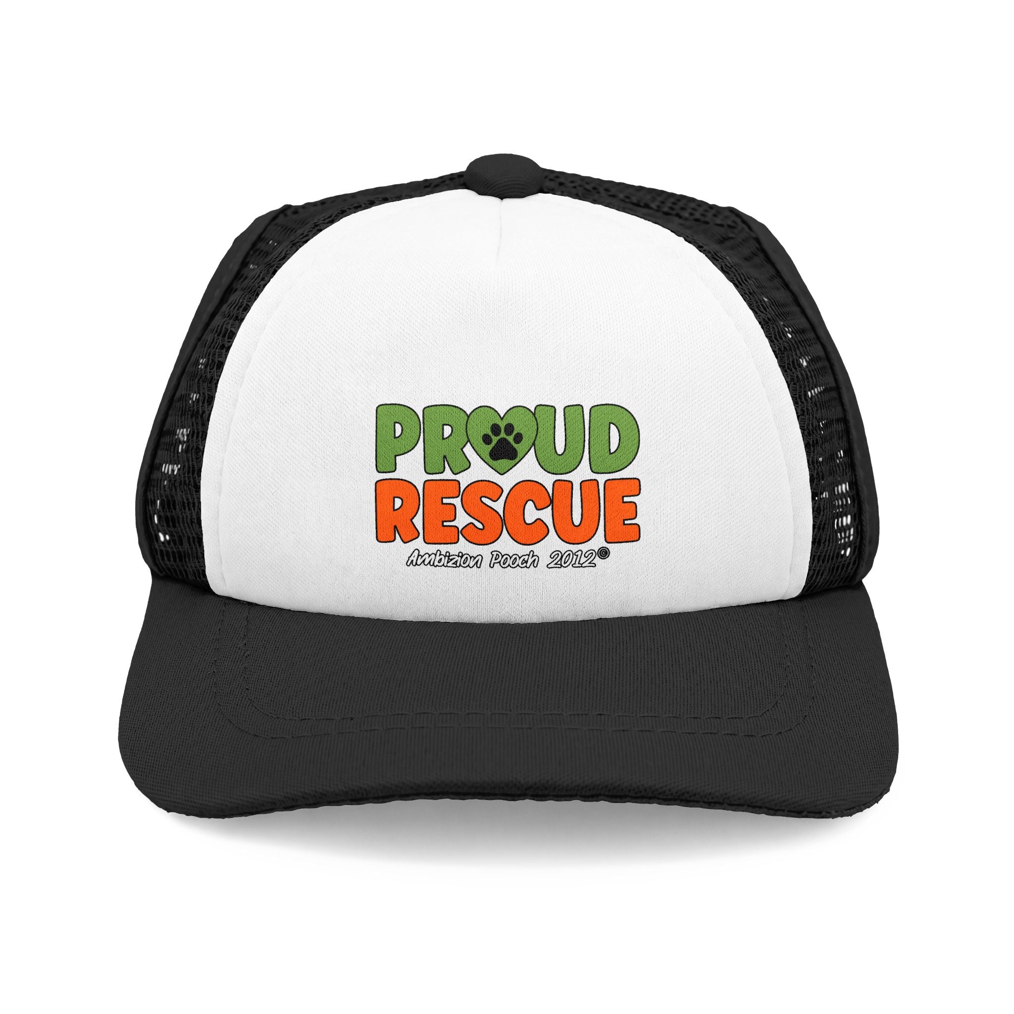Proud Rescue Trucker Doggy Hat - Retro Embroidered Foam Cap for Dogs