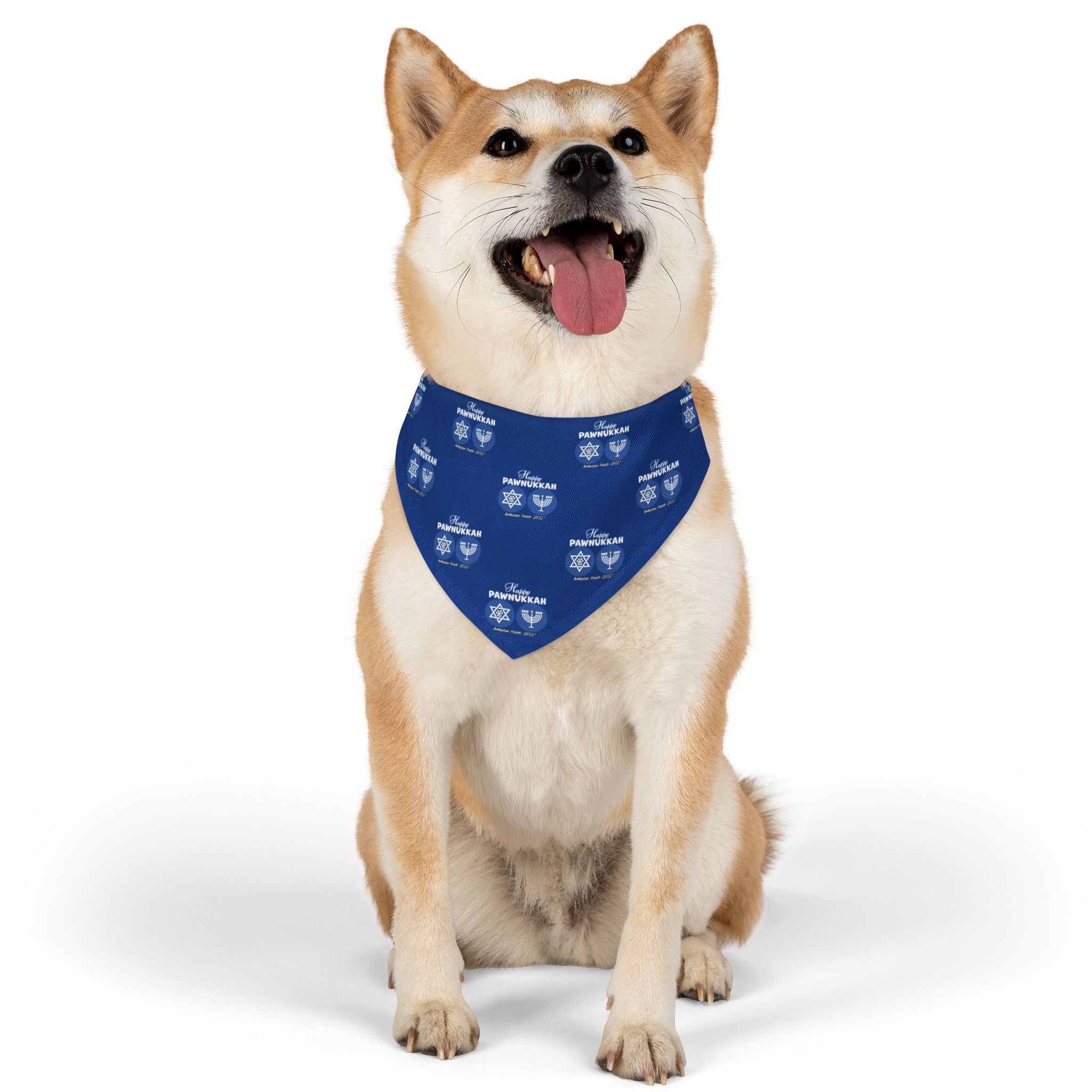 Happy Pawnukkah Doggie Bandana Collar - Blue