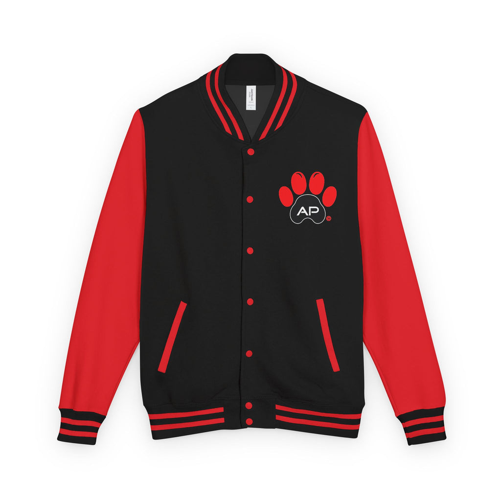 Dog Mom Paw Print Embroidered Varsity Jacket