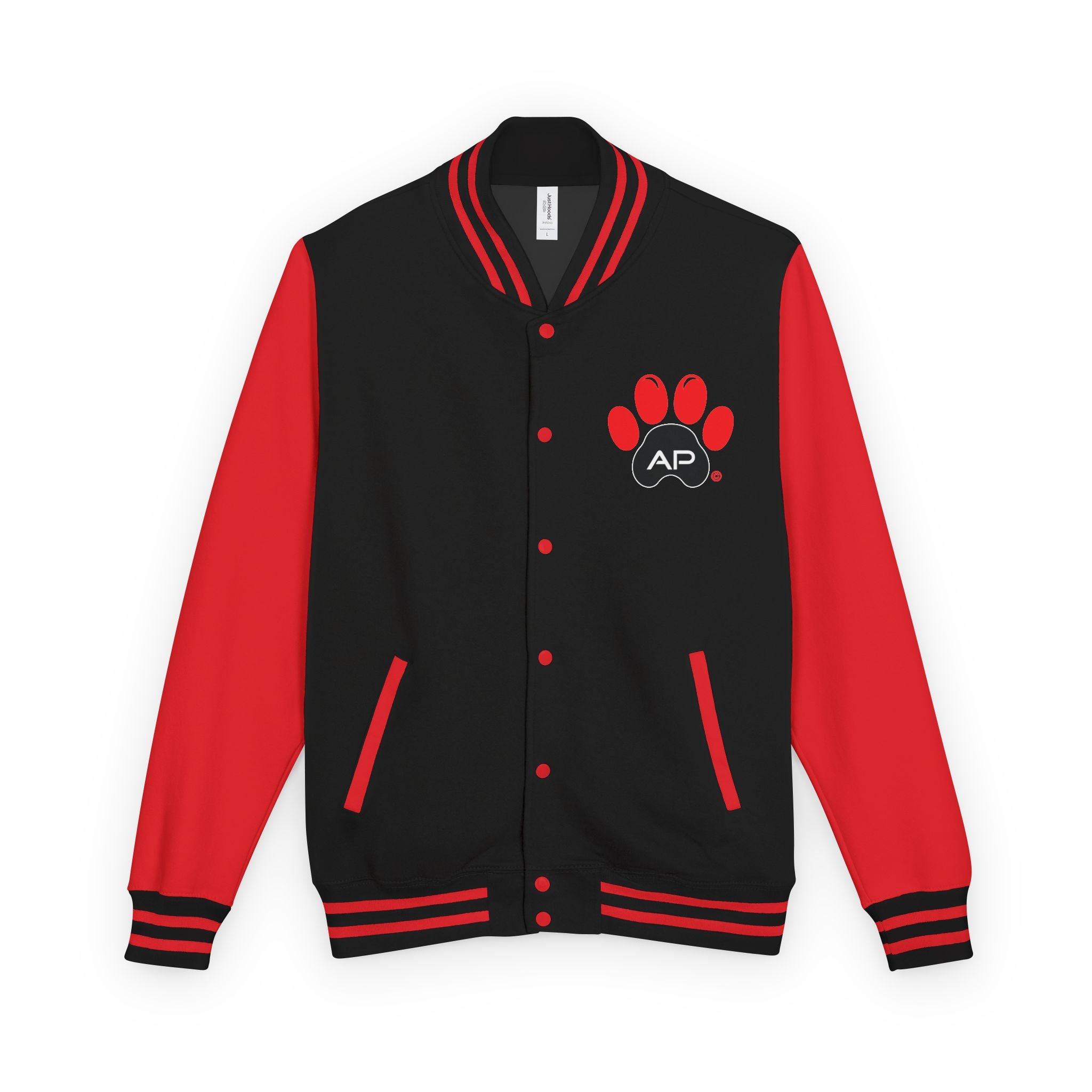 Dog Mom Paw Print Embroidered Varsity Jacket
