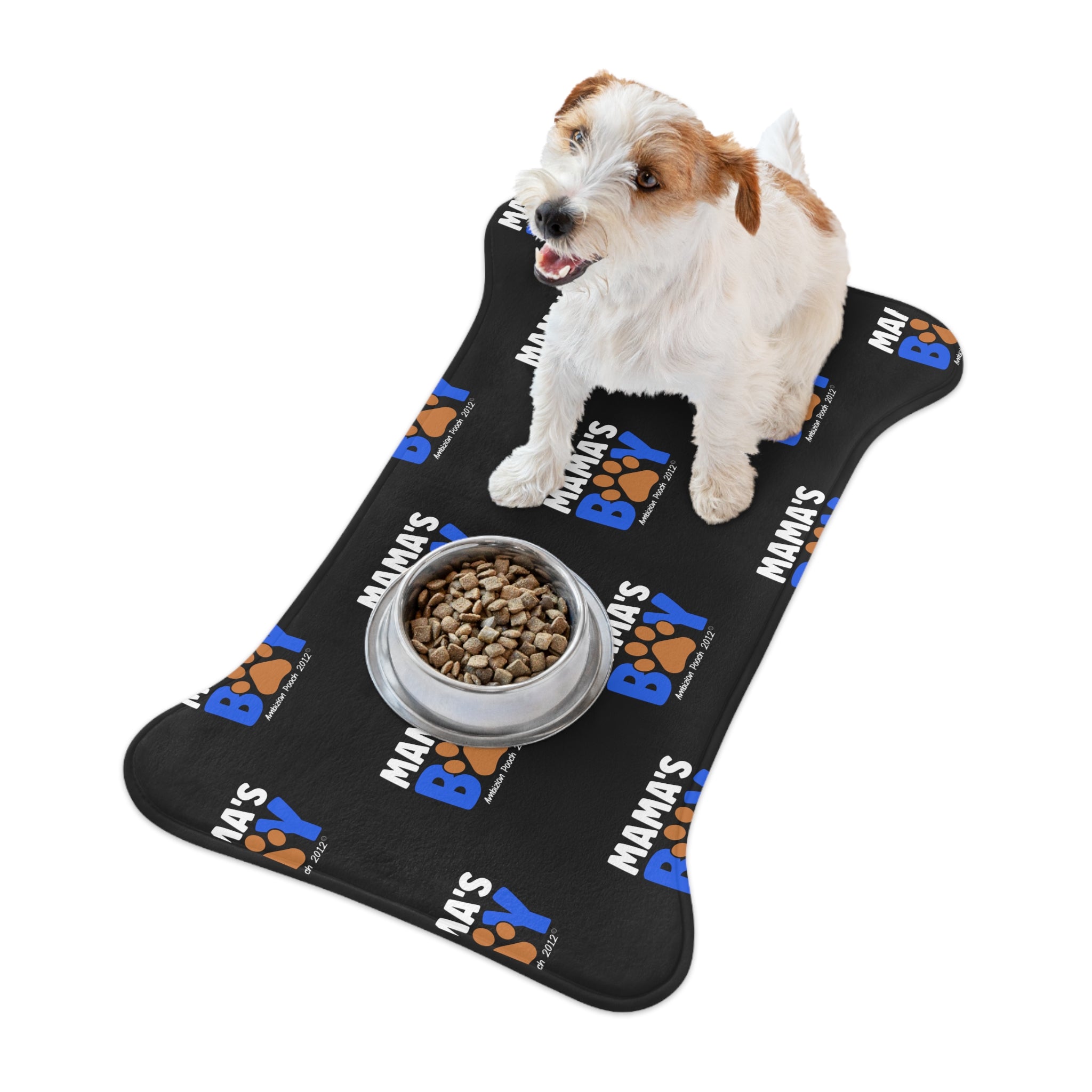 Mama's Boy Monogram Pet Feeding Mat Black
