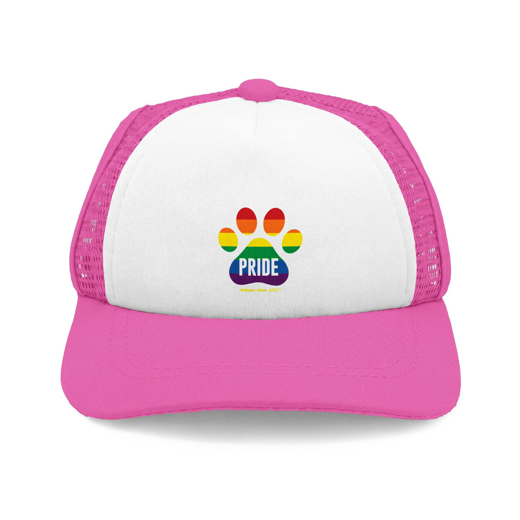 PRIDE Trucker Doggy Hat - Retro Embroidered Foam Cap for Dogs