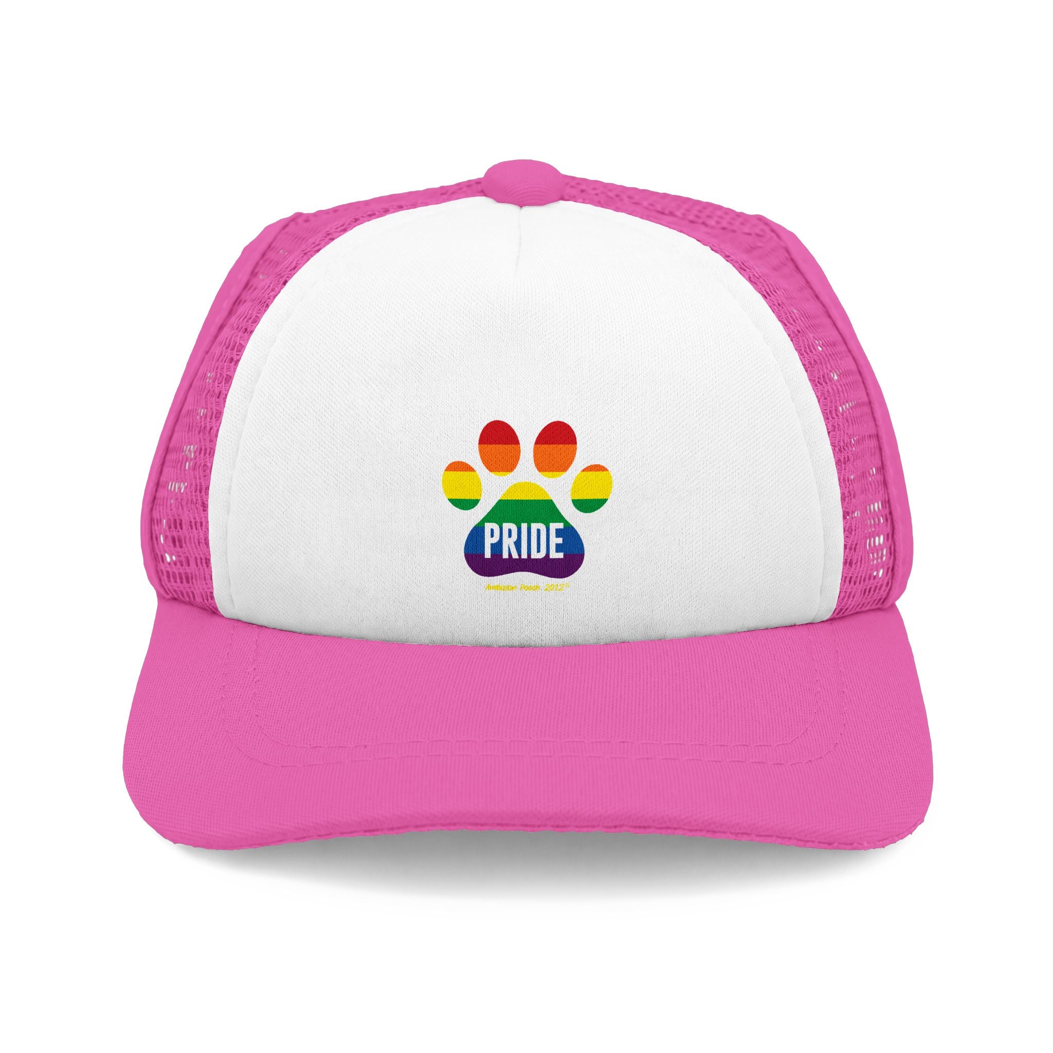 PRIDE Trucker Doggy Hat - Retro Embroidered Foam Cap for Dogs