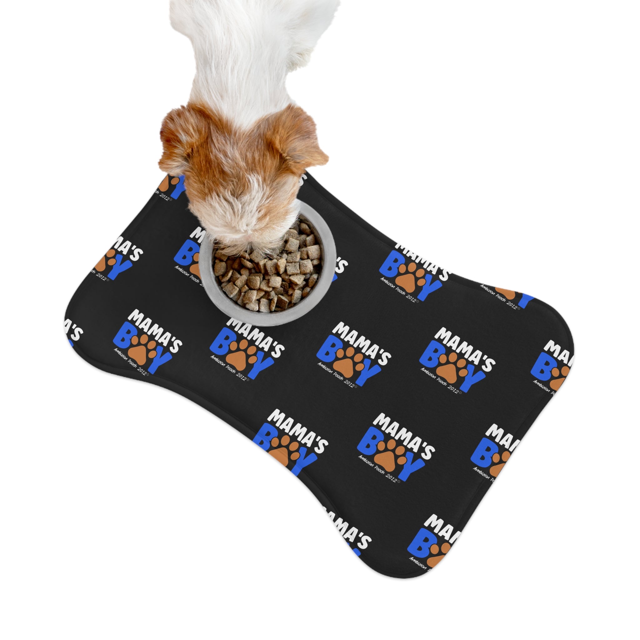 Mama's Boy Monogram Pet Feeding Mat Black