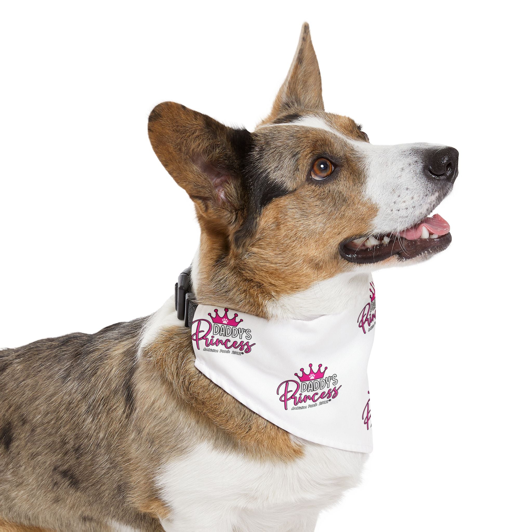 Daddy's Princess Pet Bandana Collar White