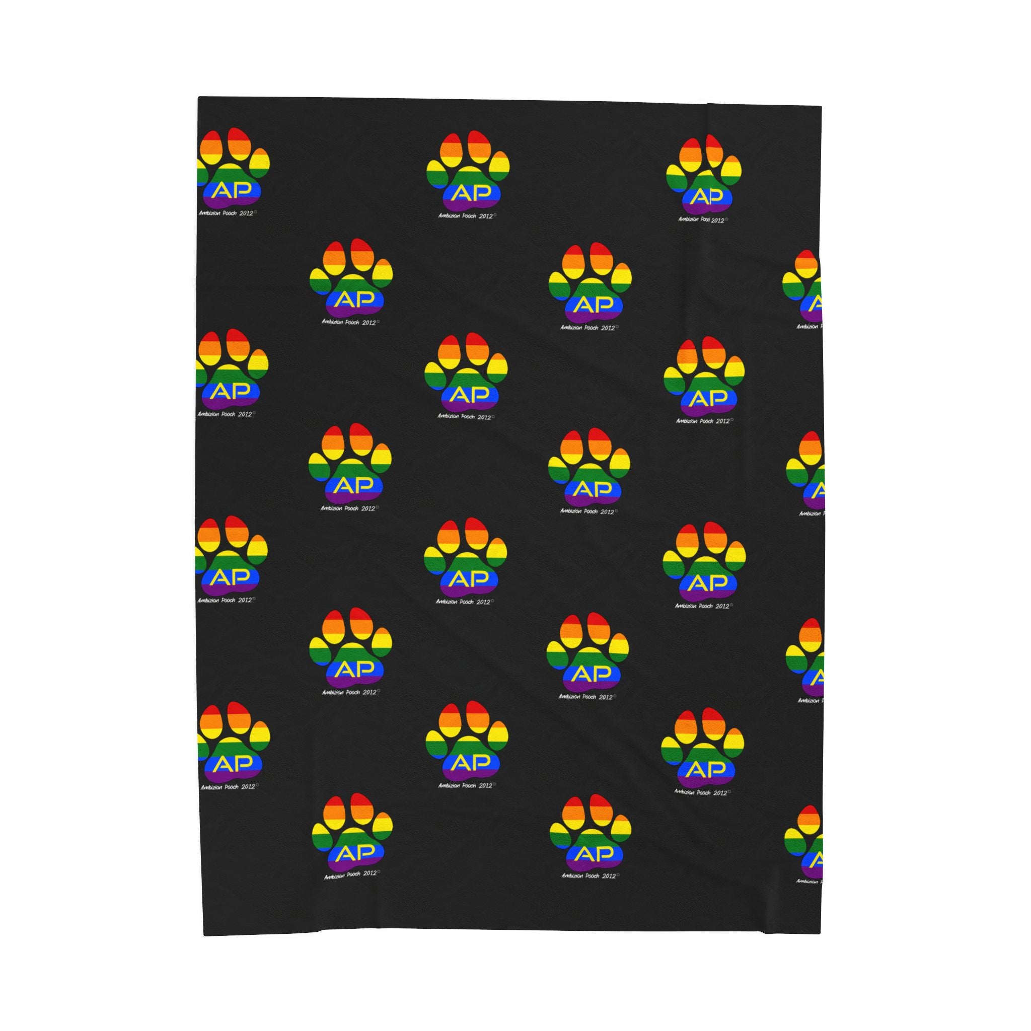 Ambizion Pooch Rainbow Paw Monogram Velveteen Plush Doggy Blanket (LGBTQ)