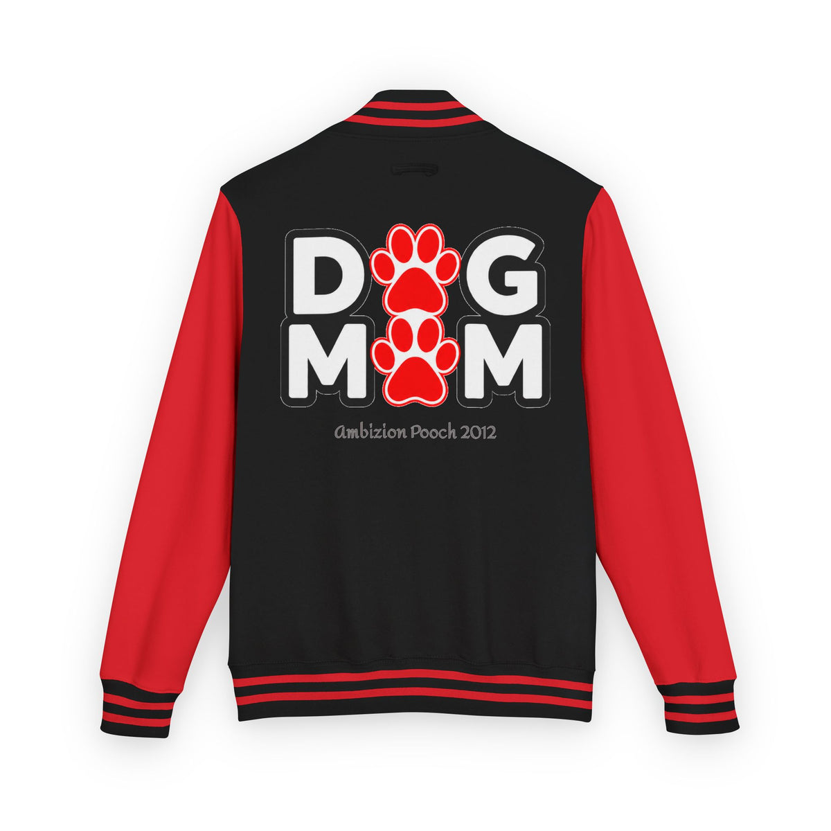 Dog Mom Paw Print Embroidered Varsity Jacket