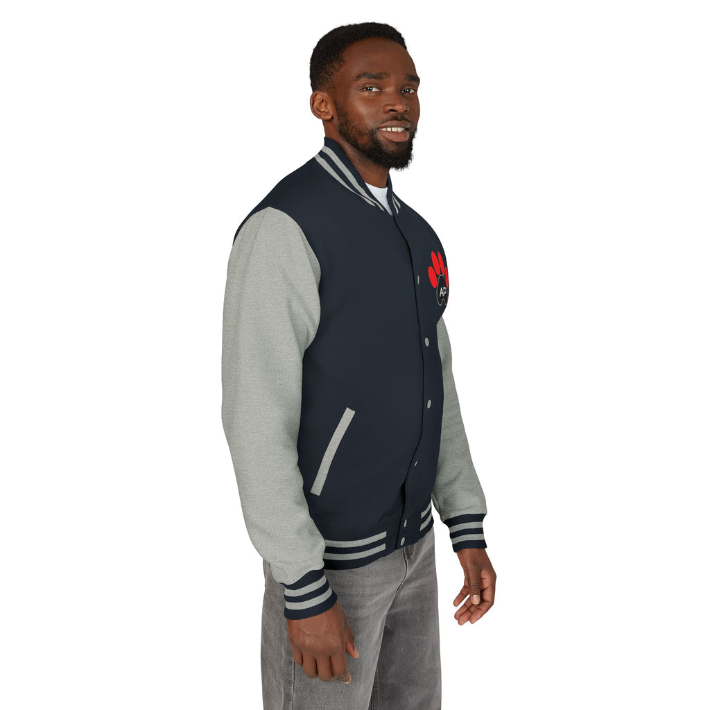 Dog Dad Paw Print Embroidered Varsity Jacket