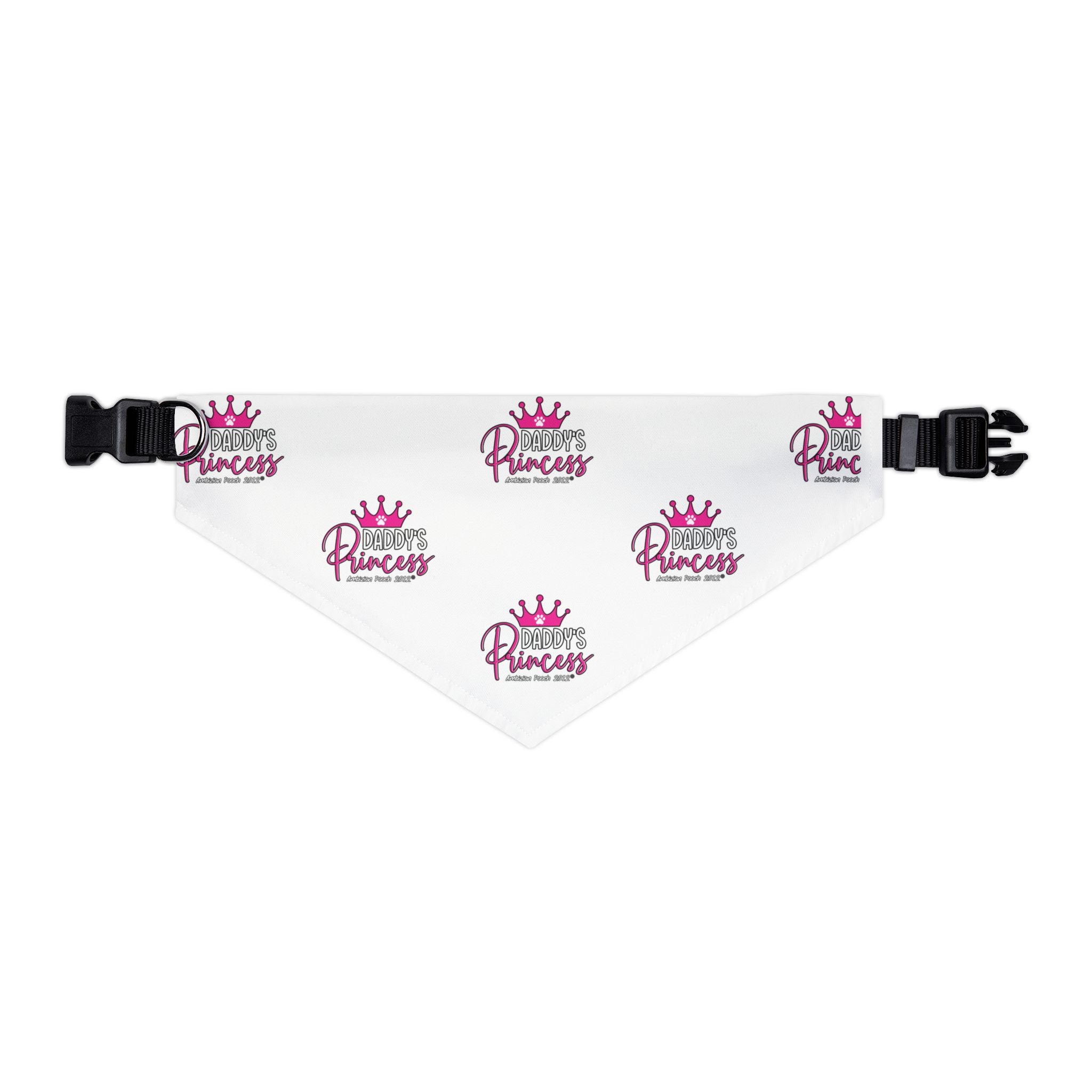 Daddy's Princess Pet Bandana Collar White