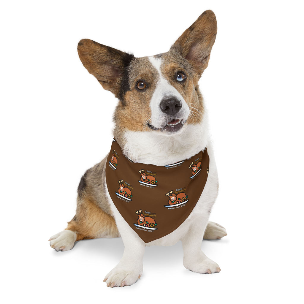 Thanksgiving Doggie Bandana Collar - Brown