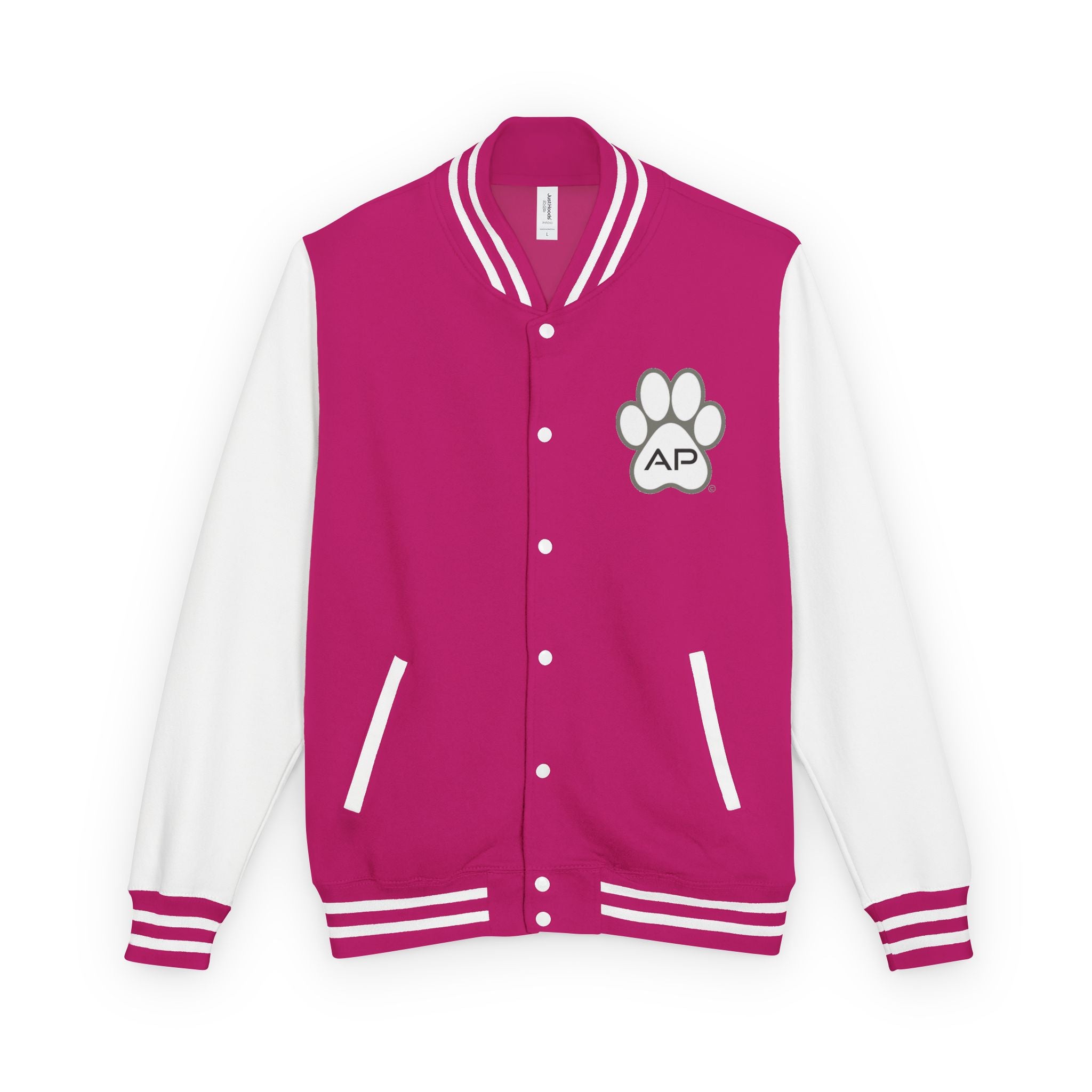 Dog Mom Paw Print Embroidered Varsity Jacket