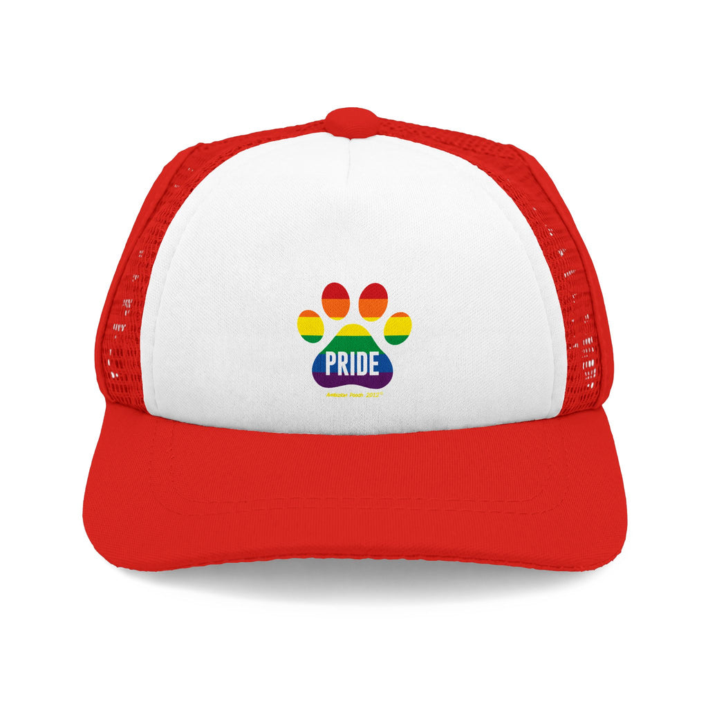 PRIDE Trucker Doggy Hat - Retro Embroidered Foam Cap for Dogs