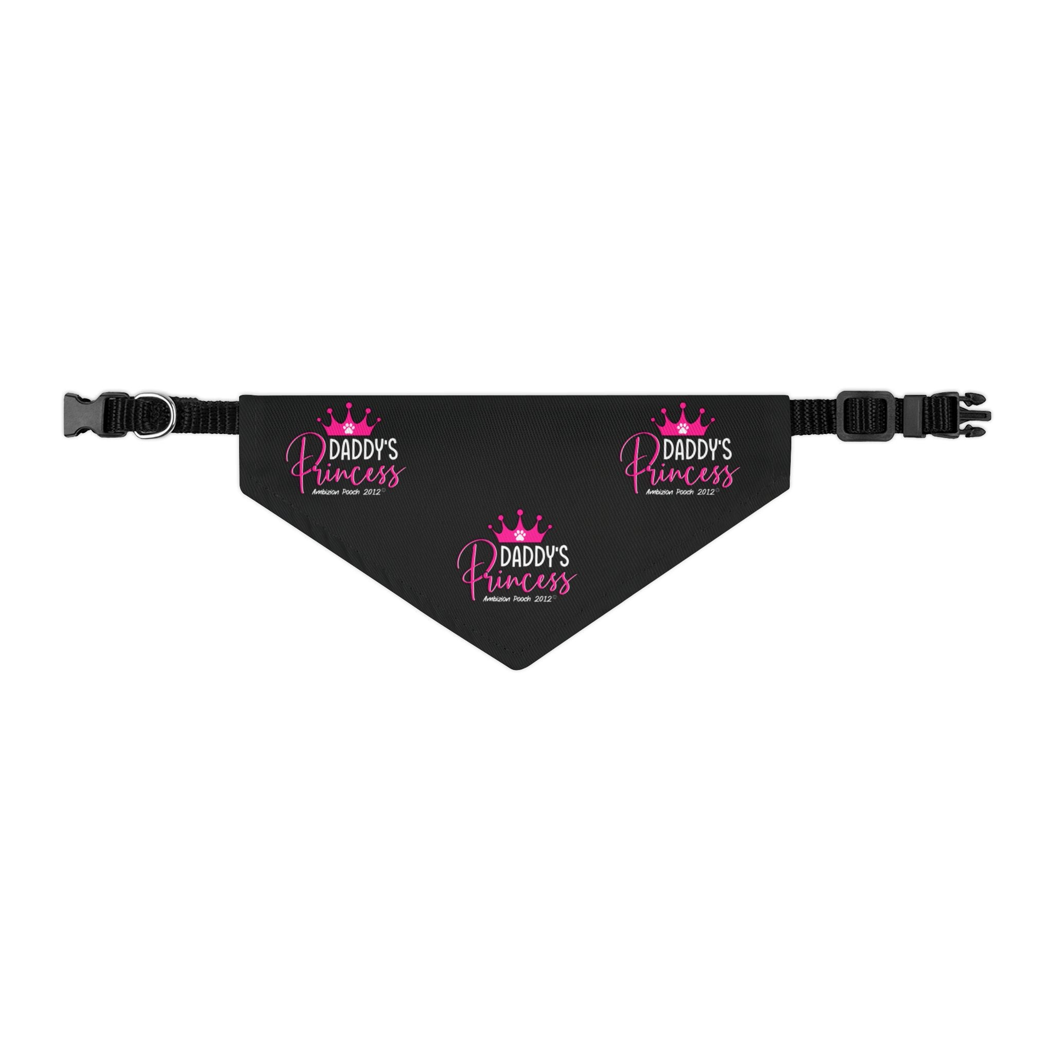 Daddy's Princess Pet Bandana Collar Black