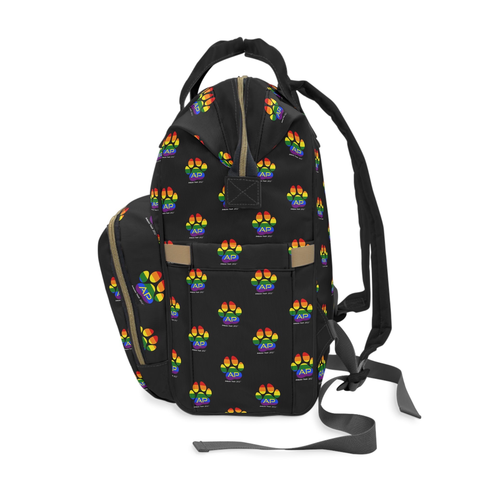 Ambizion Pooch Rainbow Paw Monogram Puppy/Doggy Backpack Black (LGBTQ)
