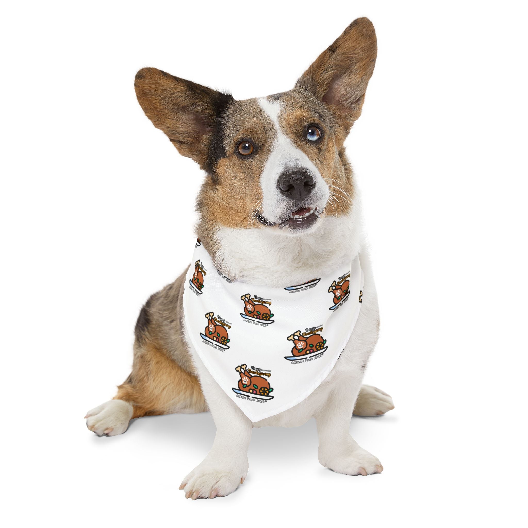 Thanksgiving Doggie Bandana Collar - White