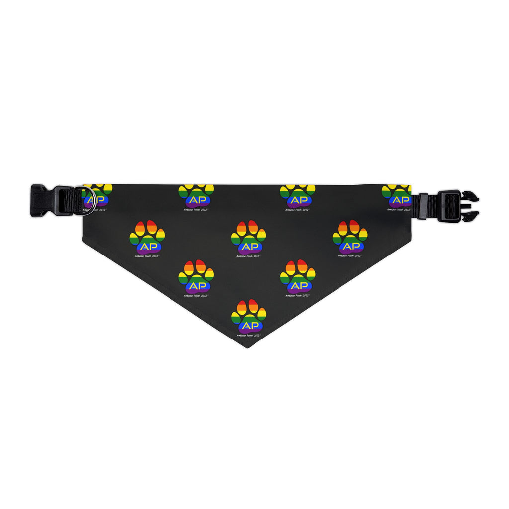 Ambizion Pooch Rainbow Paw Monogram Pet Bandana Collar White (LGBTQ)