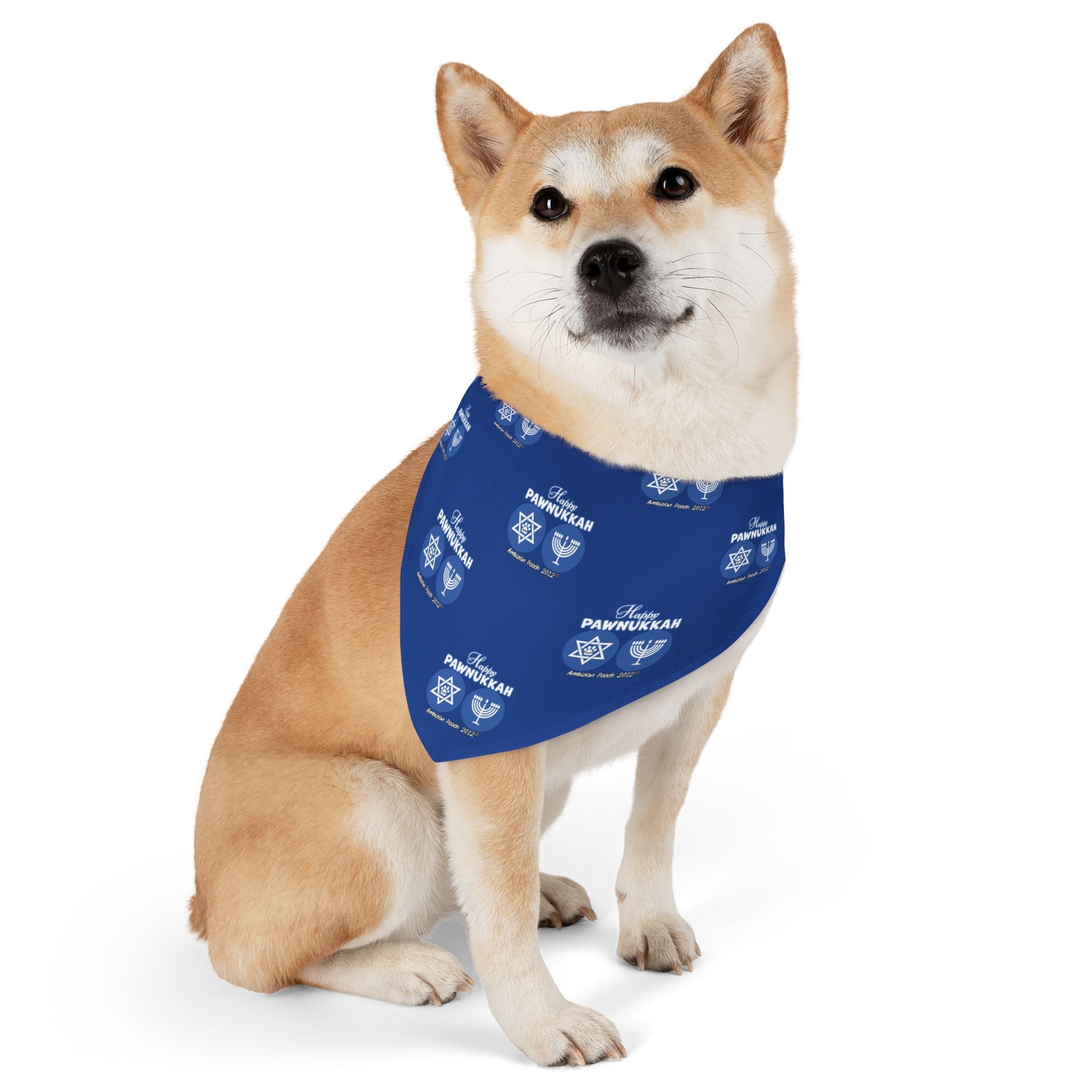 Happy Pawnukkah Doggie Bandana Collar - Blue