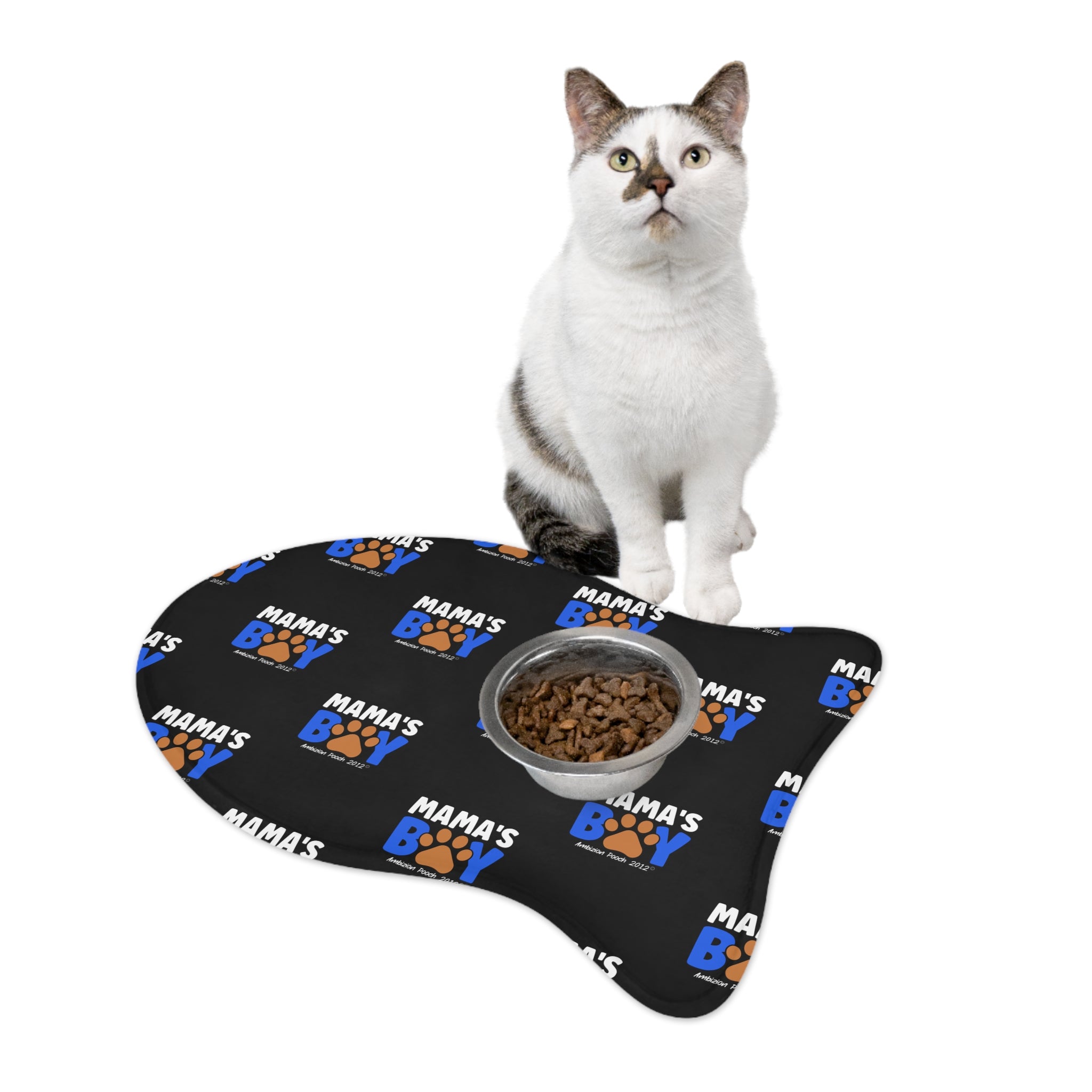 Mama's Boy Monogram Pet Feeding Mat Black